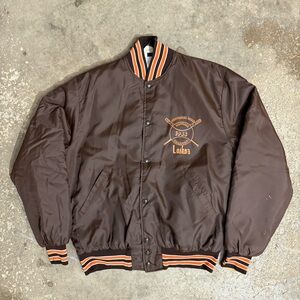 Vintage 80s GEM SPORTSWEAR Quilt Lined Varsity Bomber Jacket USA Baseball L